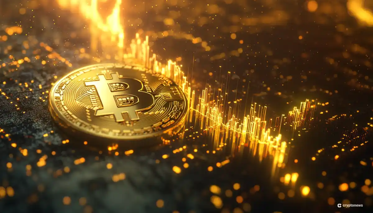 ビットコインが10万ドルの価格の壁を突き破る様子を表現した3Dビジュアル