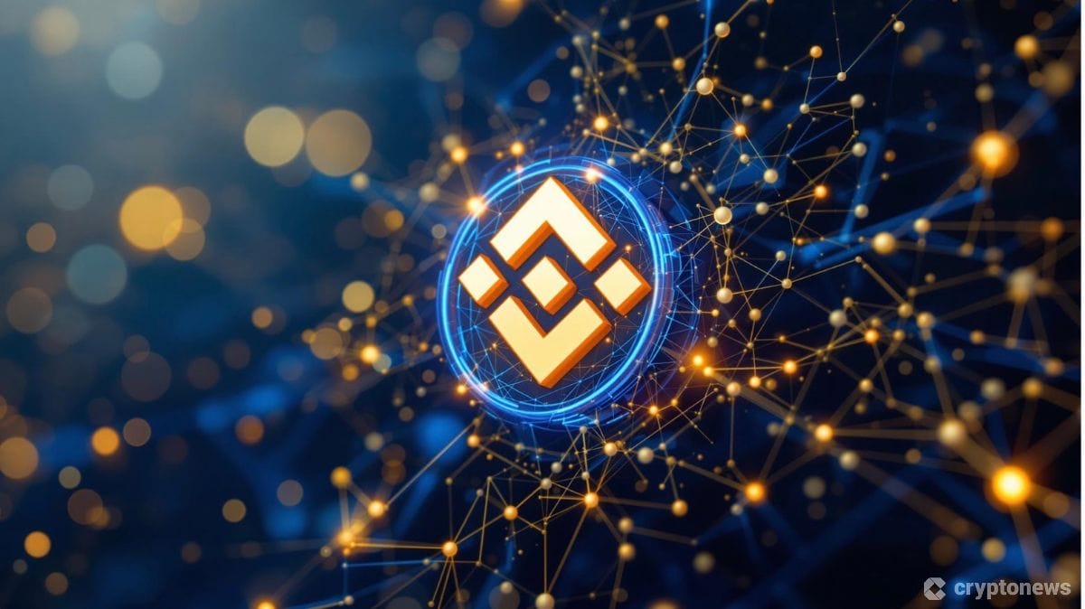 バイナンスチェーンとAI技術の融合を表現する未来的なイメージ