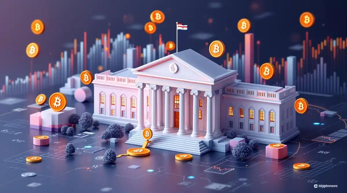 米国財務省とビットコインのグラフィカルな表現