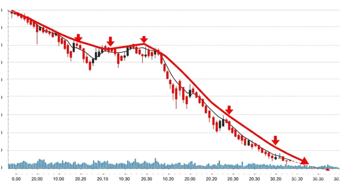 ビットコインETFの資金流出を示す下降チャート