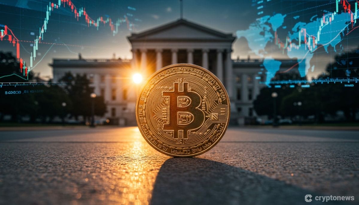 ビットコインと米国財務省をイメージした戦略的予備資産の概念図