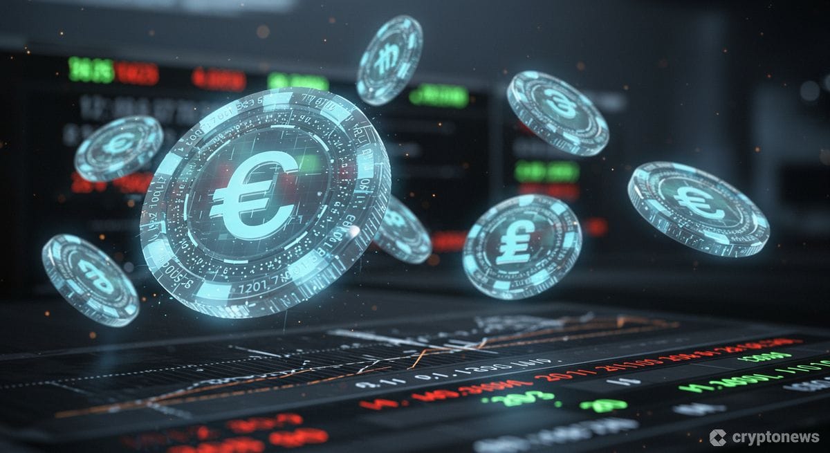 ブロックチェーン上でデジタル化された証券を表すトークンと従来の株式市場の画面