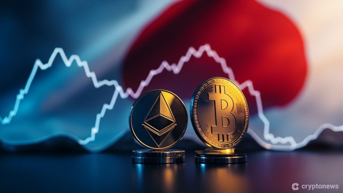 暗号資産の税制改革を示す日本の政策文書とビットコインのアイコン