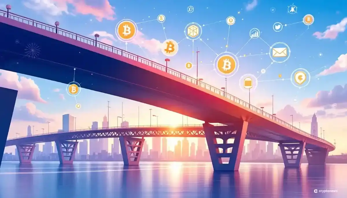 ビットコインと実世界資産をつなぐブロックチェーンのイメージ