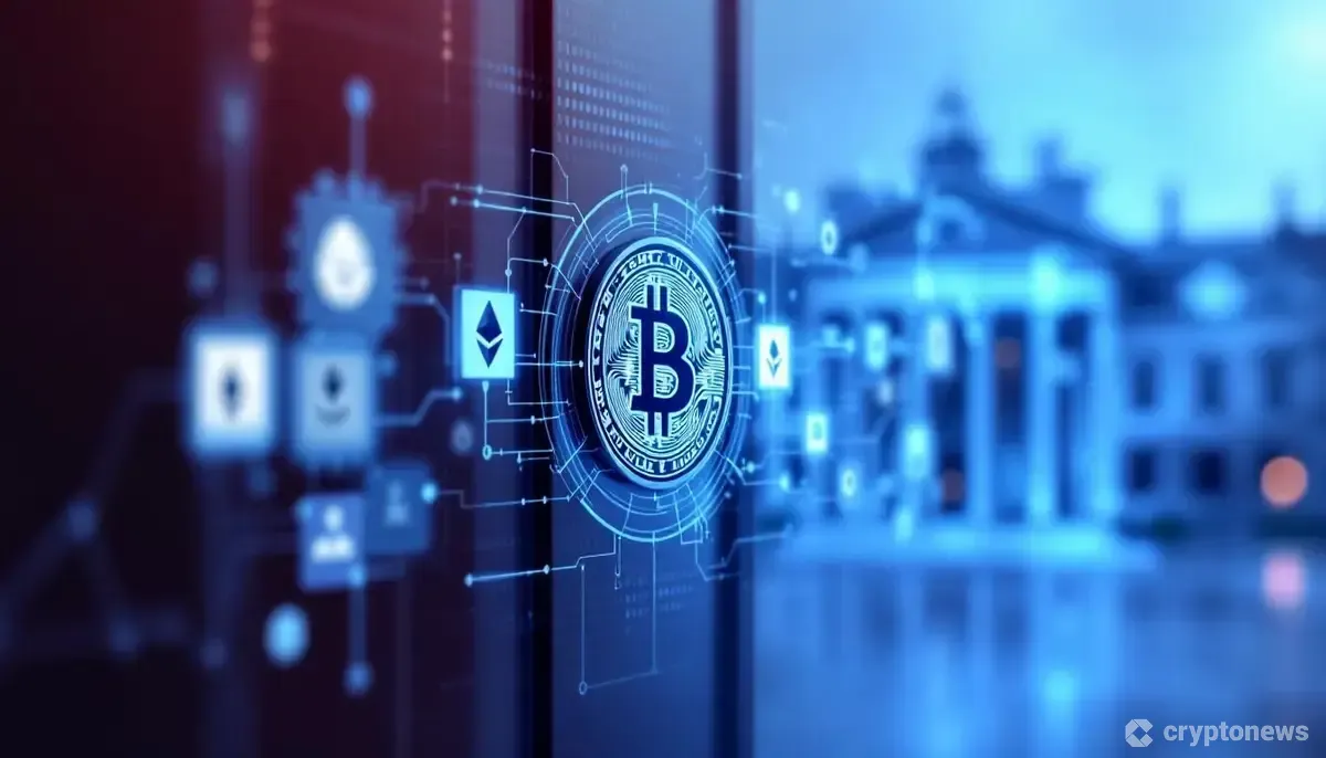 スイス国旗と仮想通貨のシンボルが描かれた、規制と透明性を象徴する画像
