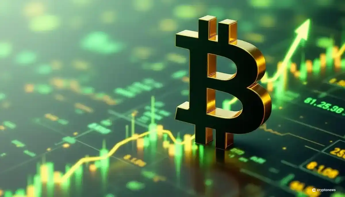 日本の国旗を背景に、上昇するビットコインのシンボルを示す3Dグラフィック
