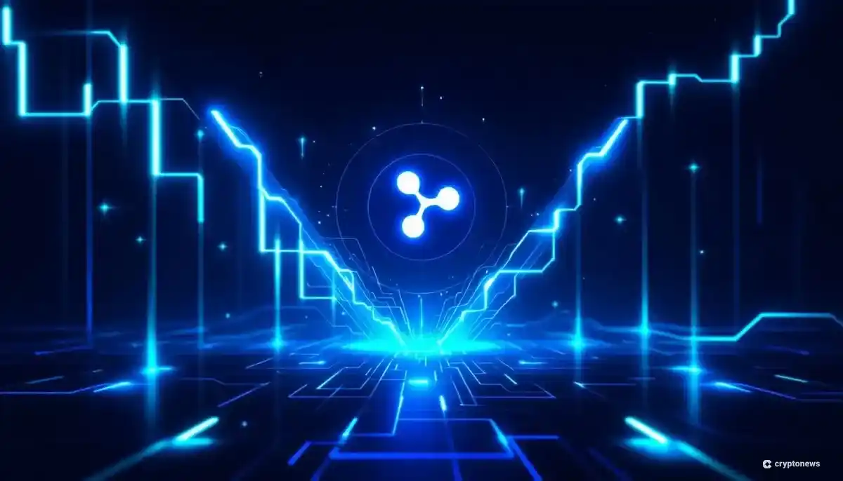 リップル（XRP）のテクニカル分析を示すチャートとロゴ