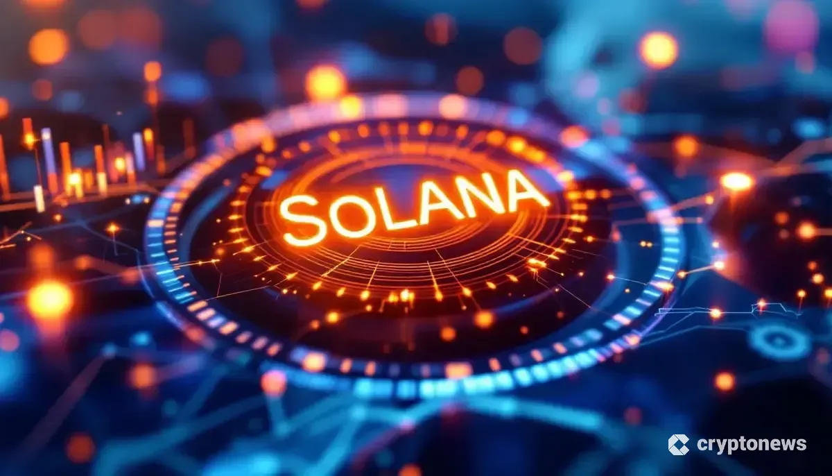 ヨーロッパの機関投資家による採用を象徴する、ソラナ（SOL）のロゴと金融データ