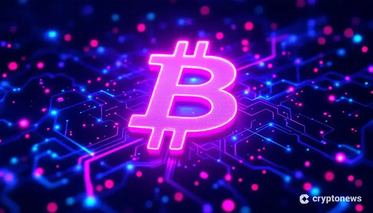 BitgetとMorphのロゴが融合し、輝くブロックチェーンネットワークを示す未来的なイメージ