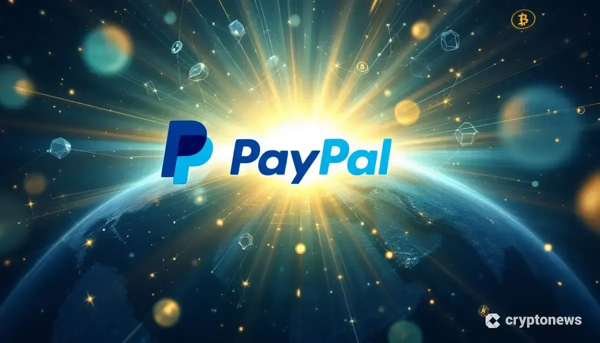 PayPalとステーブルコインUSDHのロゴが融合した未来的な決済ネットワークのイメージ