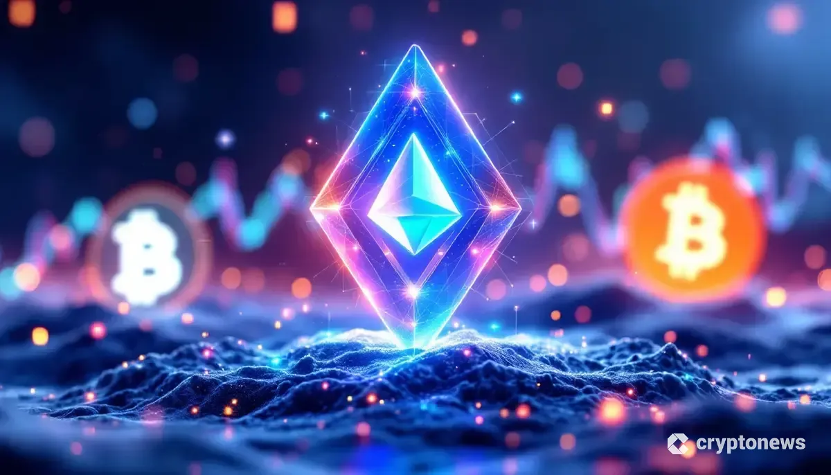 新しい仮想通貨プロジェクトHyperliquidのロゴが輝き、背景にソラナやビットコインのロゴが見える未来的な金融イメージ