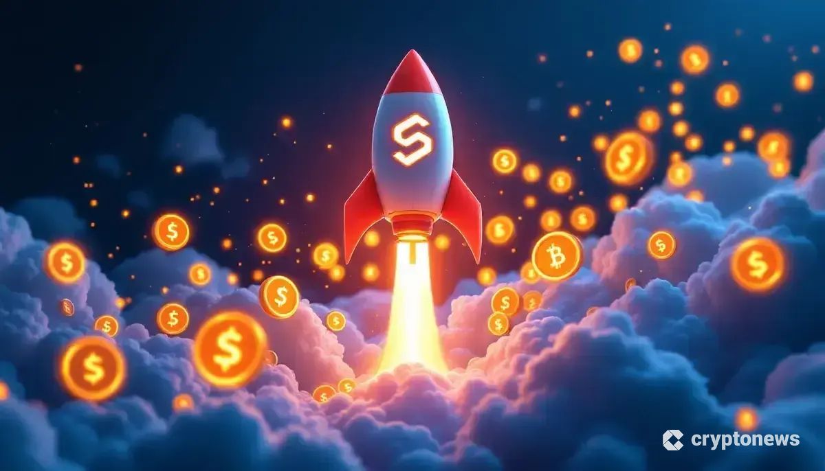 ソラナブロックチェーン上で急騰するミームコインPump.funを象徴するロケットのイラスト