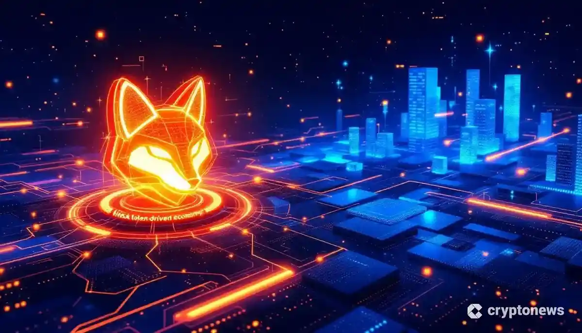 MetaMaskとLineaのロゴが光の線で結ばれ、トークン主導の経済を象徴する未来的なデジタル空間