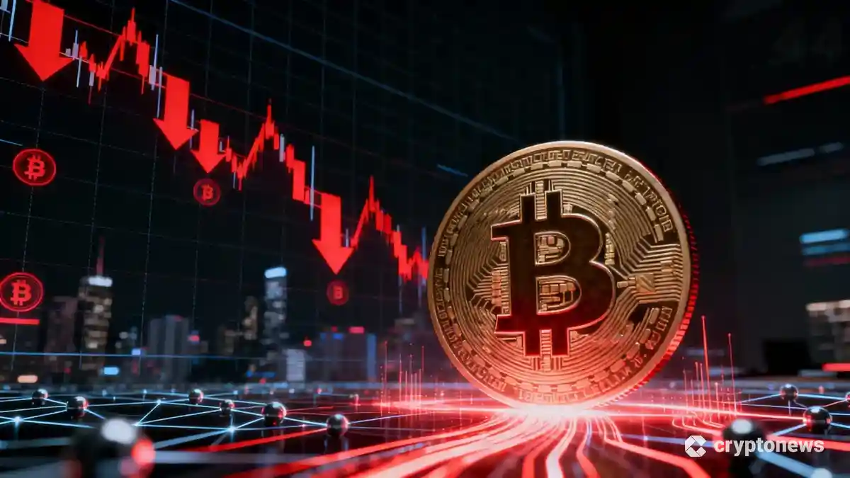 ビットコインETFからの大規模な資金流出を示す下降トレンドチャート