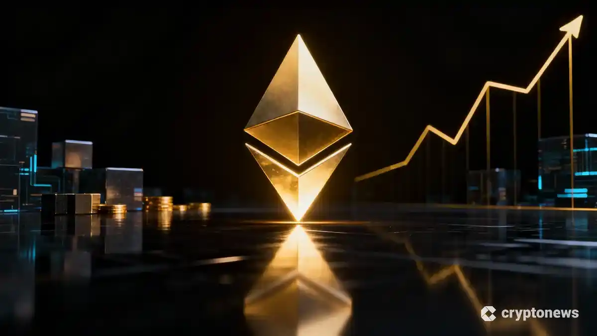 機関投資家の参入とステーキング報酬を象徴するイーサリアムのロゴと金融グラフ