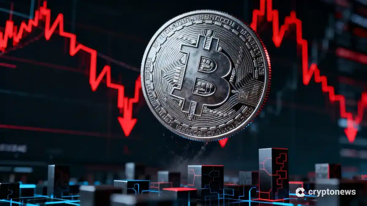 暗号資産市場の下落トレンドを示すビットコインとチャートのイメージ