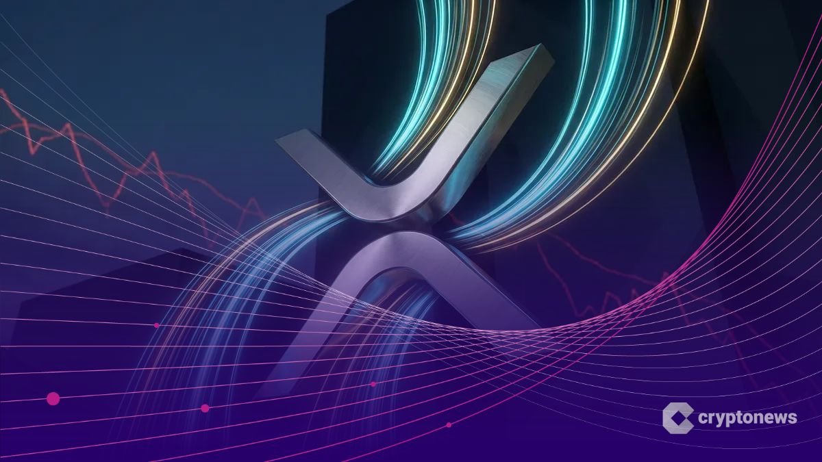 XRPロゴに光の奔流が注ぎ込み、資金流入と市場の勢いを象徴する3Dグラフィック