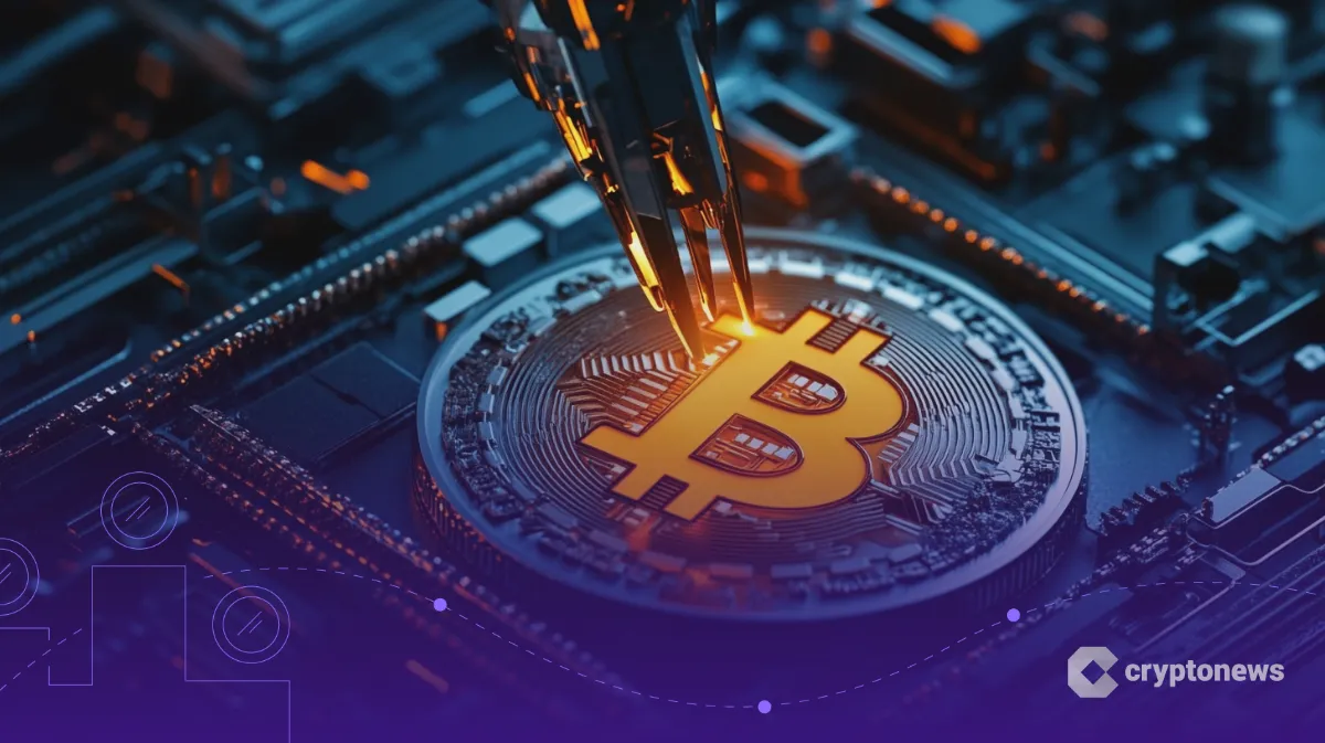 巨大なビットコインから一部が切り離される様子