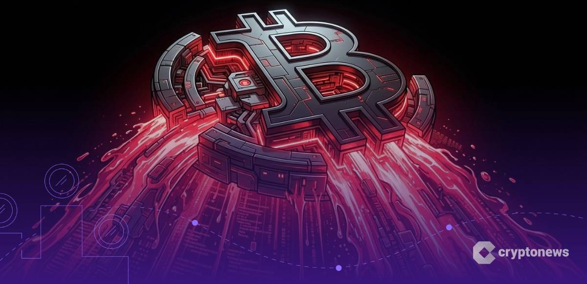 米ビットコインETFからの過去最大の資金流出を示すイメージ画像