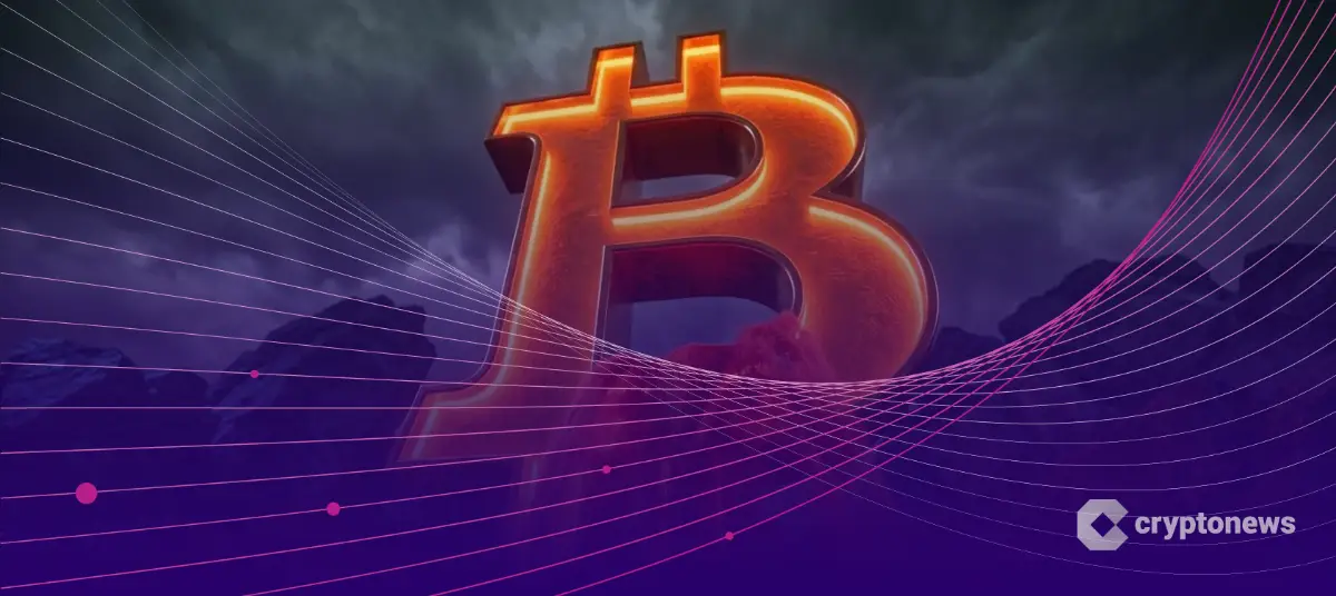 ビットコインロゴから赤い砂が流れ落ちる資金流出のイメージ