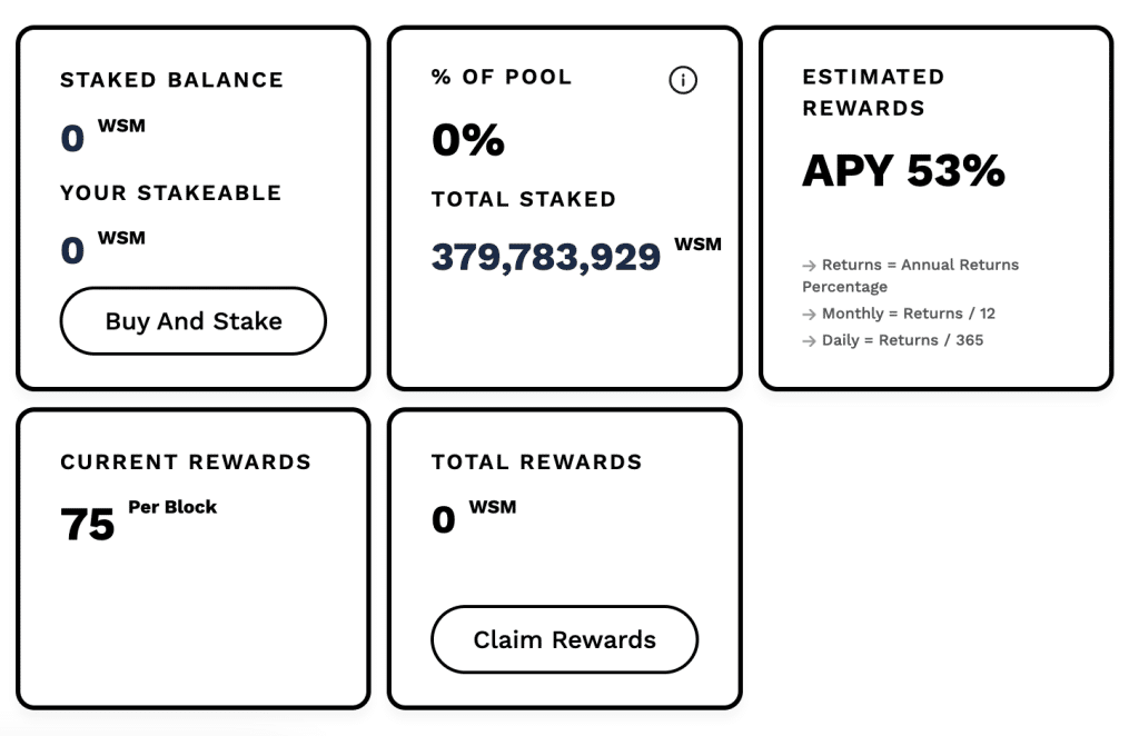 staking dashboard wsm