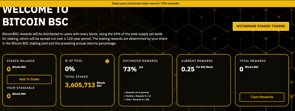BTCBSC staking dashboard
