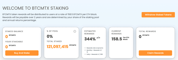 Bitcoin Minetrix presale crypto staking