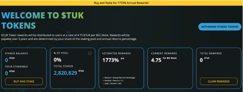 etuktuk staking TUK token