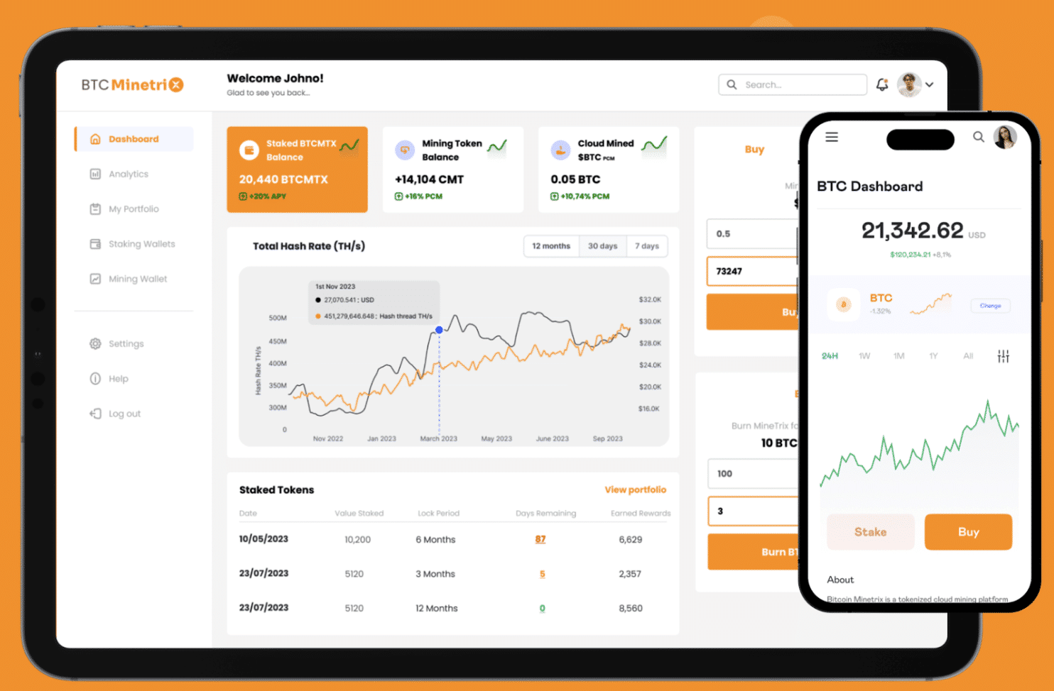 Bitcoin Minetrix staking dashboard