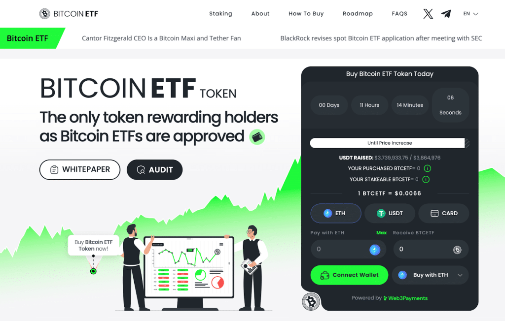 Bitcoin ETF Token presale pagina