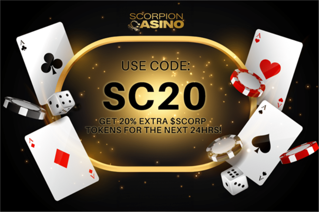 krijg 20% extra $SCORP met code SC20