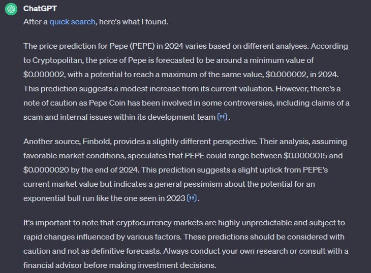 Pepe Coin koers verwachting