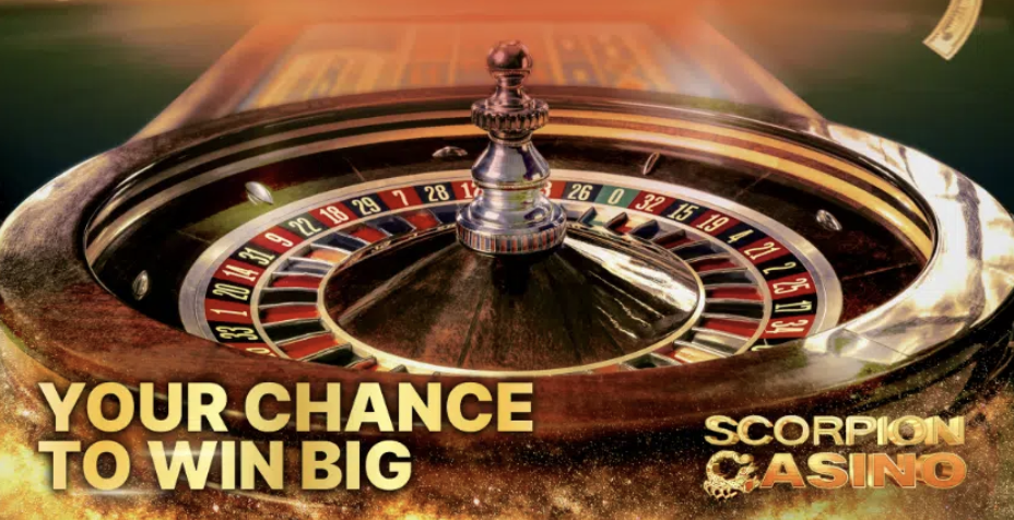 Kans om groot te winnen aangeboden door Scorpion Casino's interactieve gokplatform.