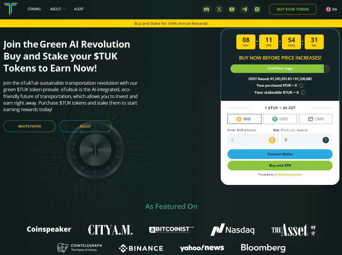 Mileuvriendelijke crypto tuk token