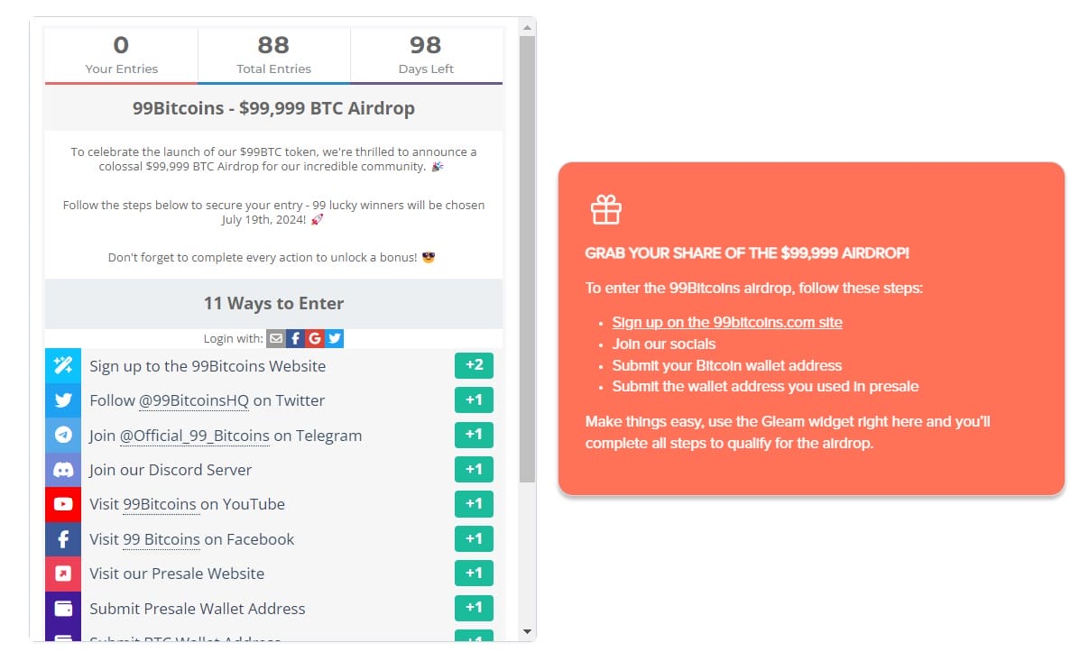 99bitcoins airdrop