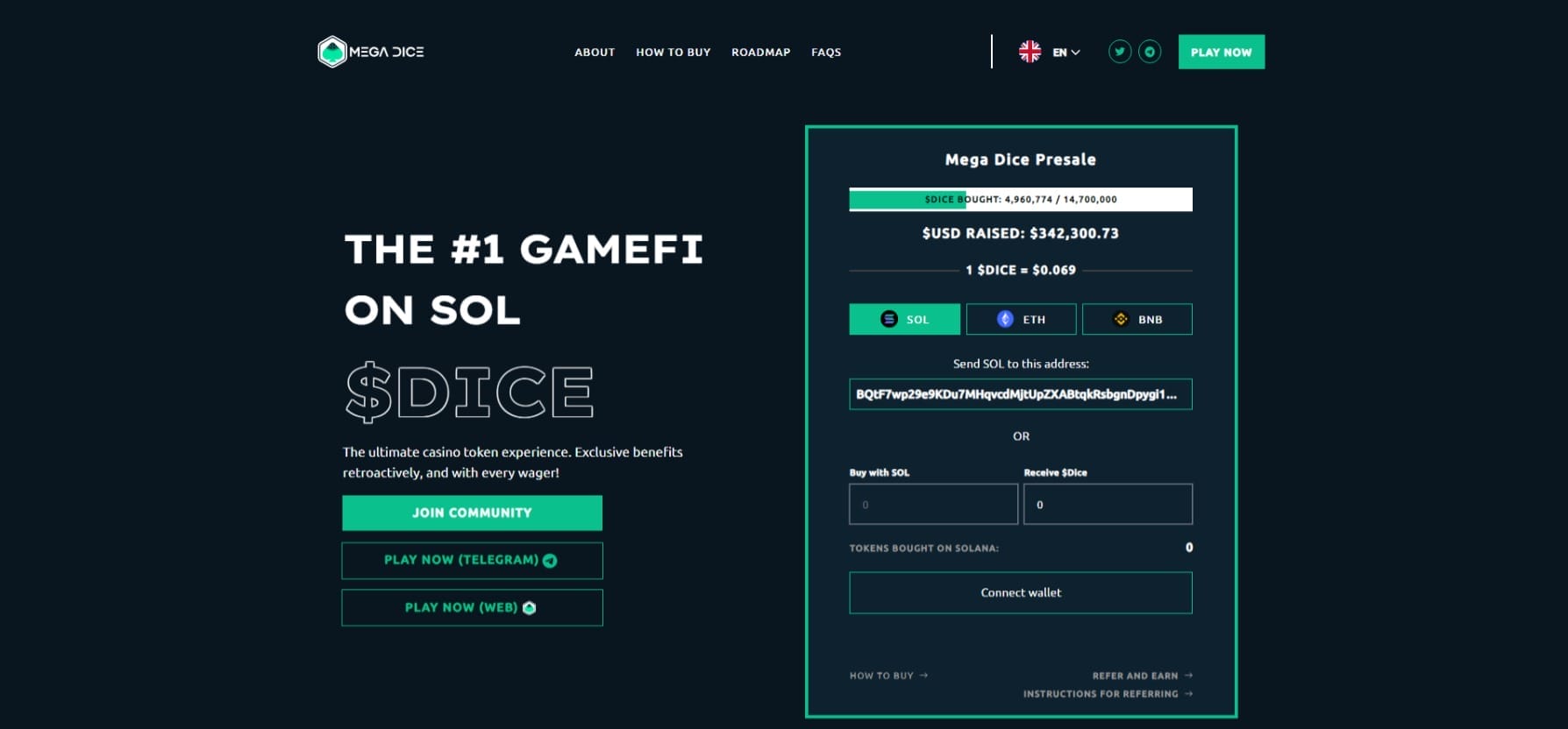 Mega Dice Token presale