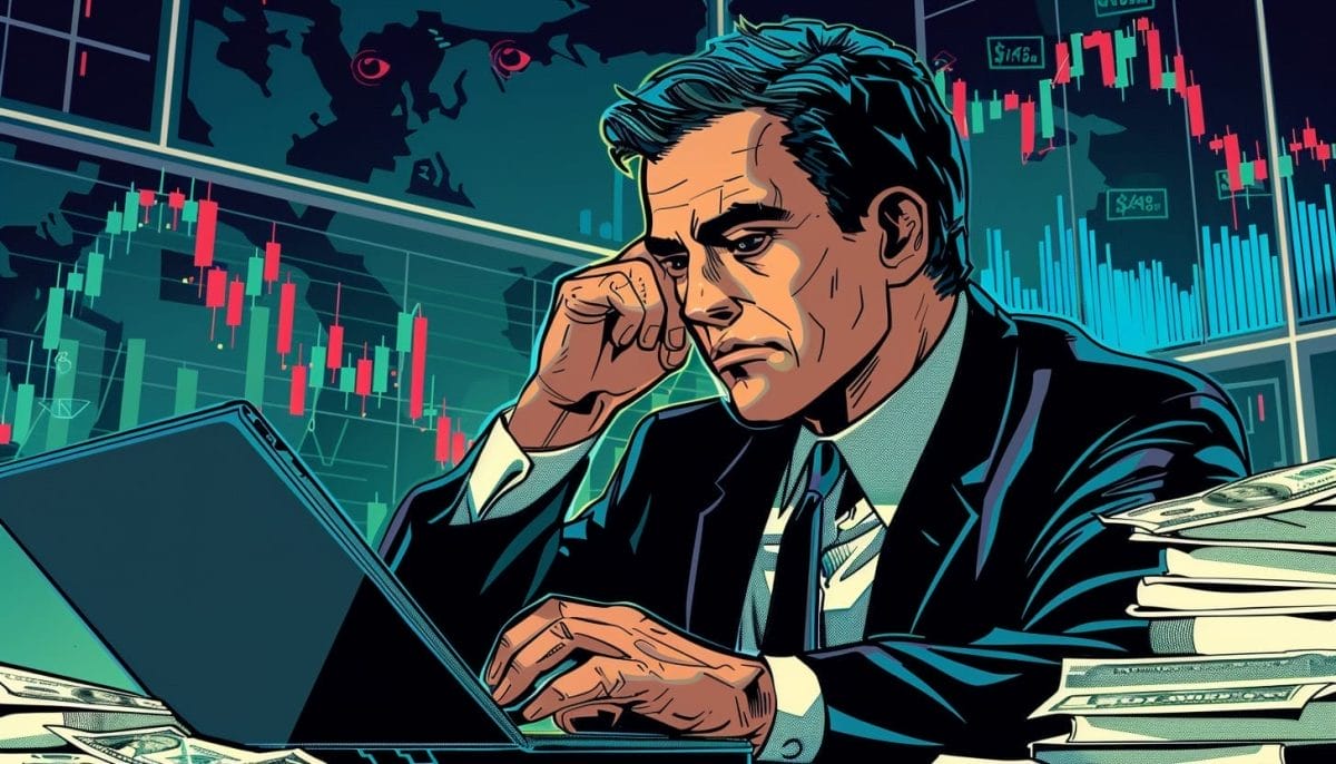 Een denkende man controleert een smart contract voor een liquiditeitspool