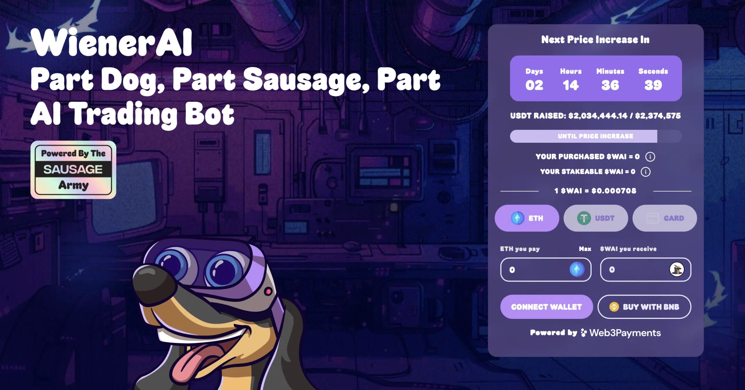 WienerAI is momenteel nog in de presale waardoor de tokenprijs van WienerAI stapsgewijs stijgt