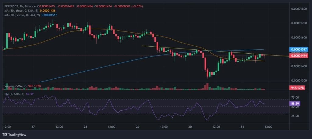 Pepe koers grafiek TradingView
