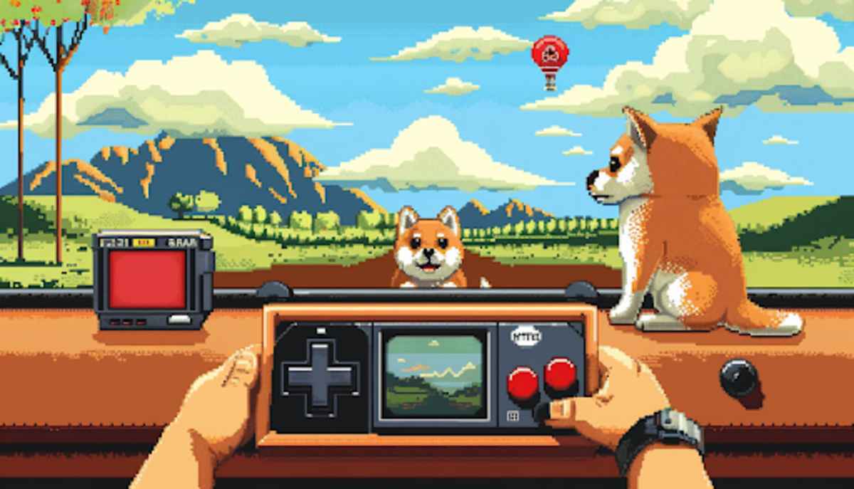 PlayDoge doge meme video game 90's pixelated stijl