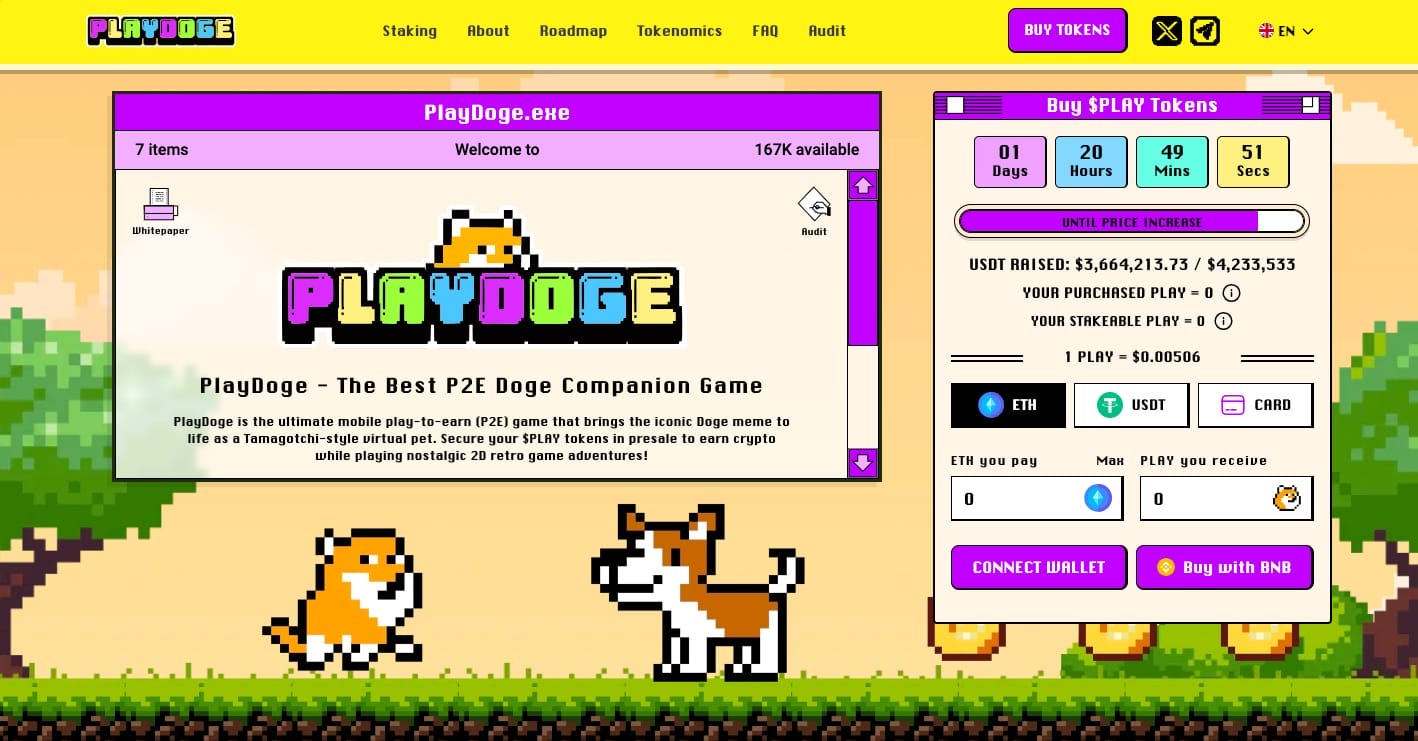 Tamagotchi Crypto PlayDoge Kondigt Ethereum Staking Aan Na Bereiken $4 Mln Mijlpaal – Nu Investeren In Deze Dog Crypto Meme?