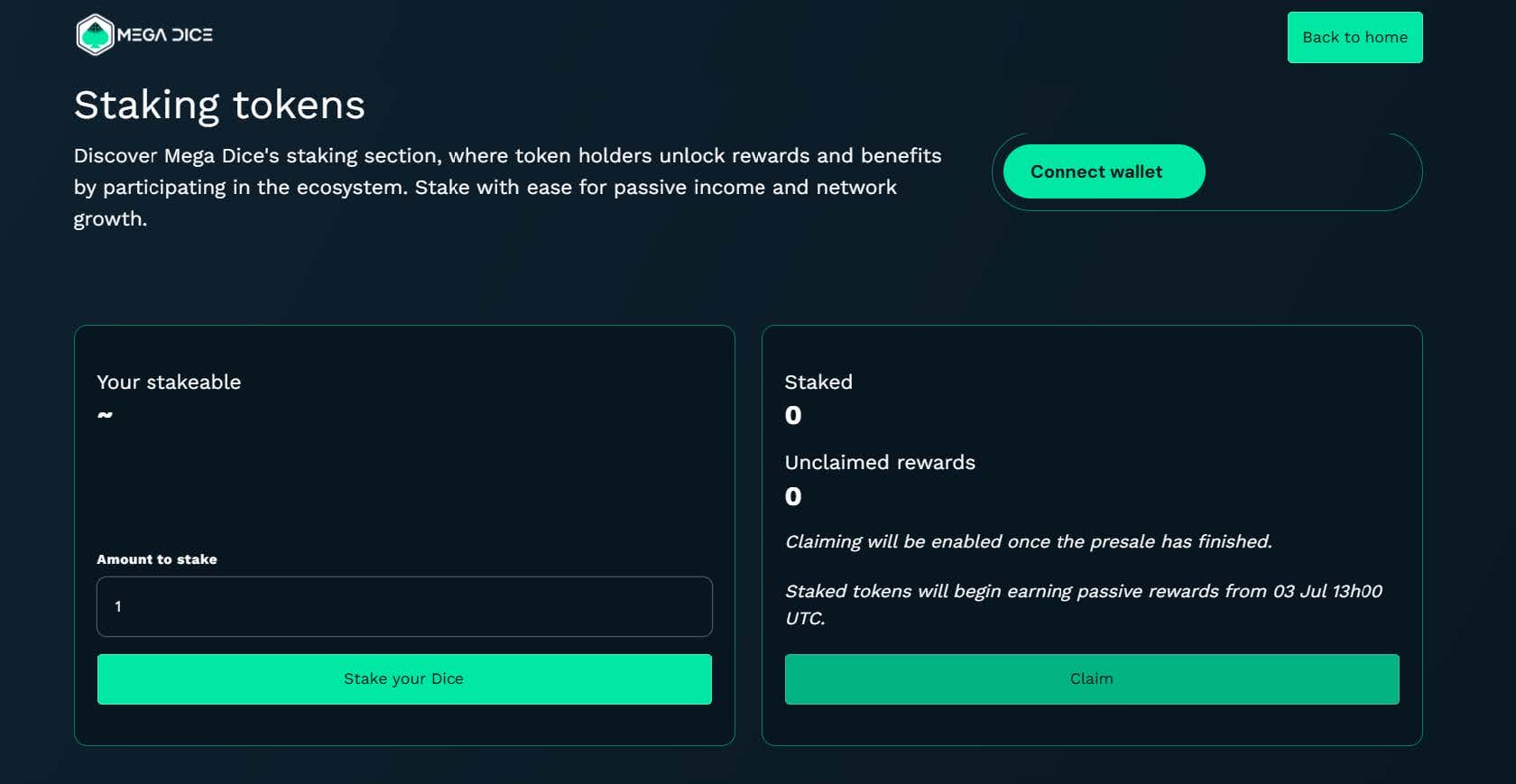 Mega dice Presale