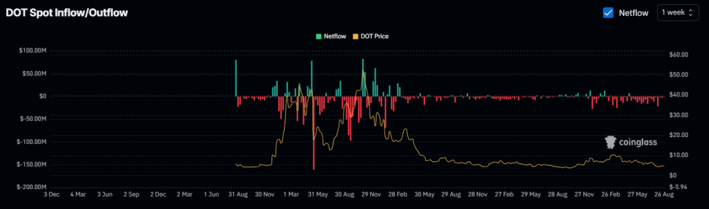 Polkadot spot inflow en outflow
