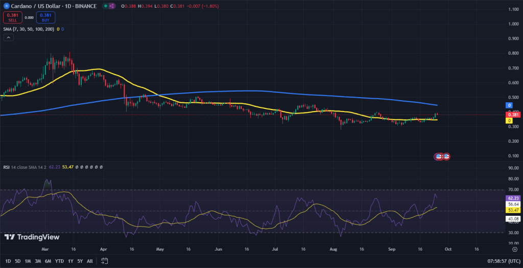 Cardano koers grafiek