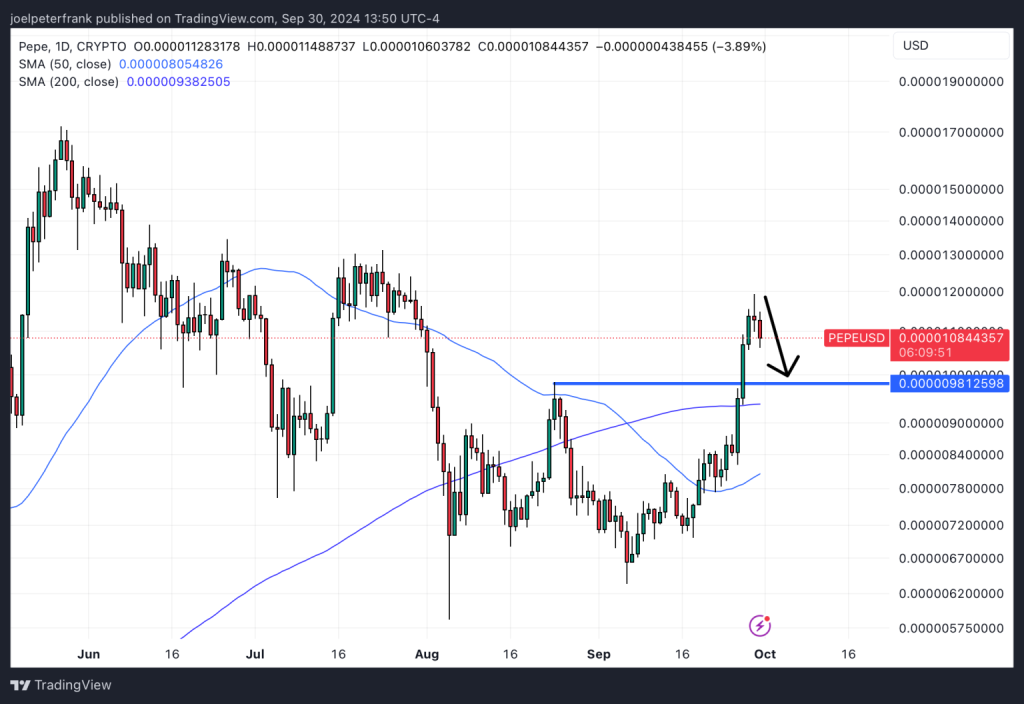 Pepe Coin koers analyse 1 oktober 2024
