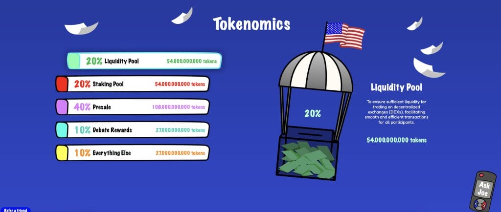 FreeDum Fighters $DUM Presale Tokenomics - Bron: FreeDum Fighters
