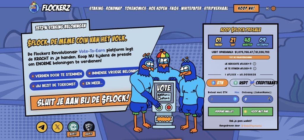 Flockerz Presale $FLOCK prijs zaterdag 26 oktober