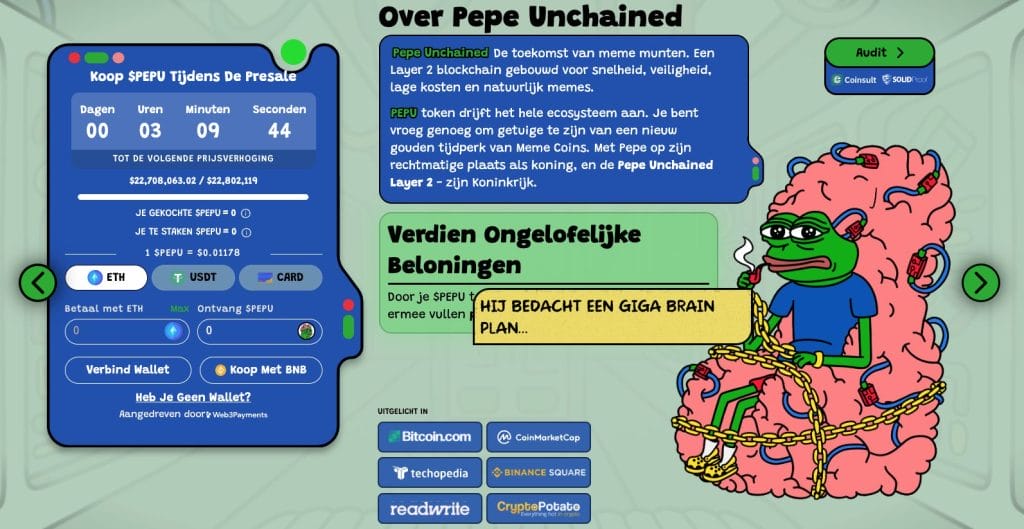 Pepe Unchained $PEPU presale prijsverhoging binnen een 3 uur - Bron: Pepe Unchained