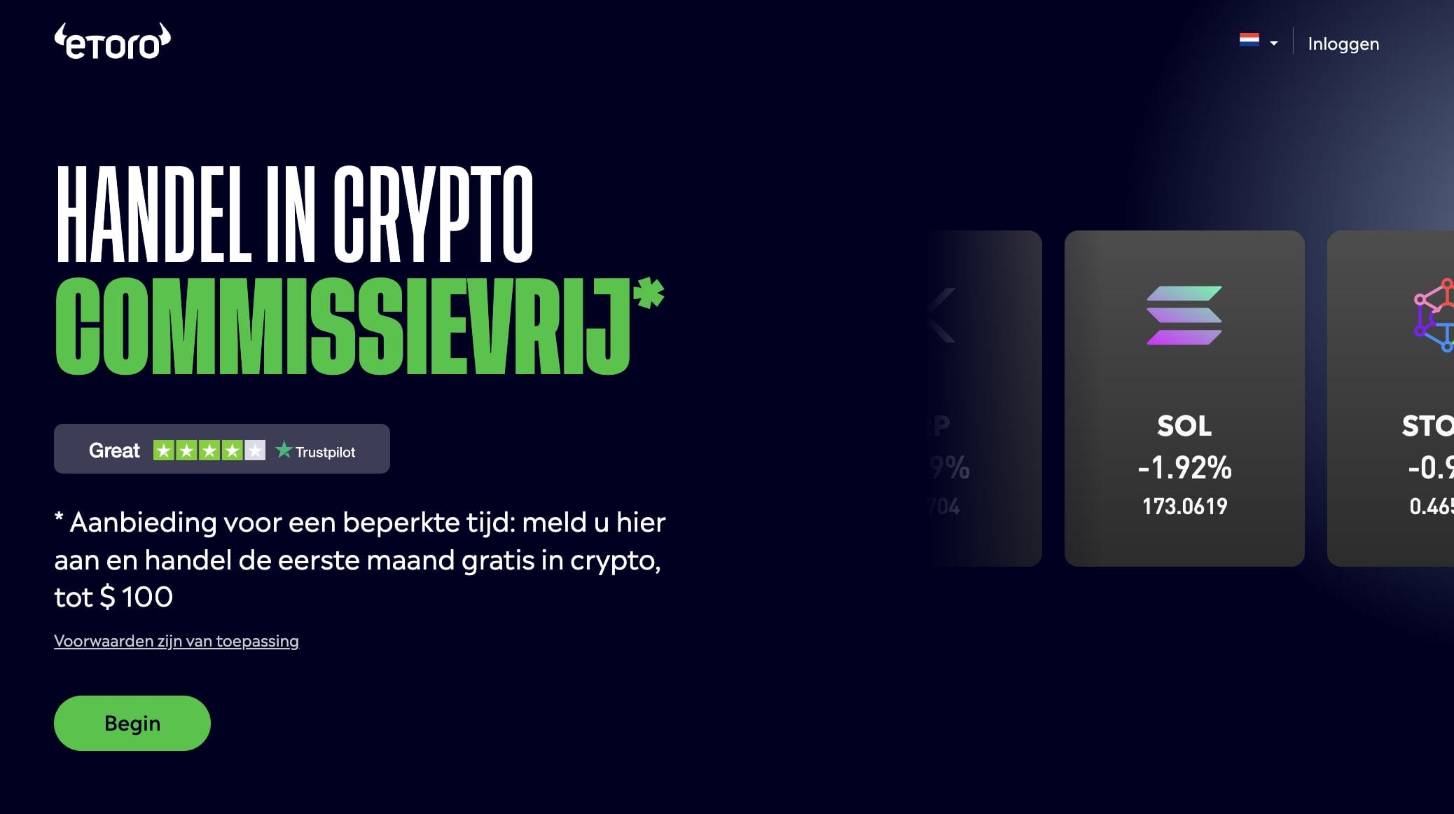 Cashback actie eToro - Commissievrije cryptohandel voor Nederlandse investeerders 