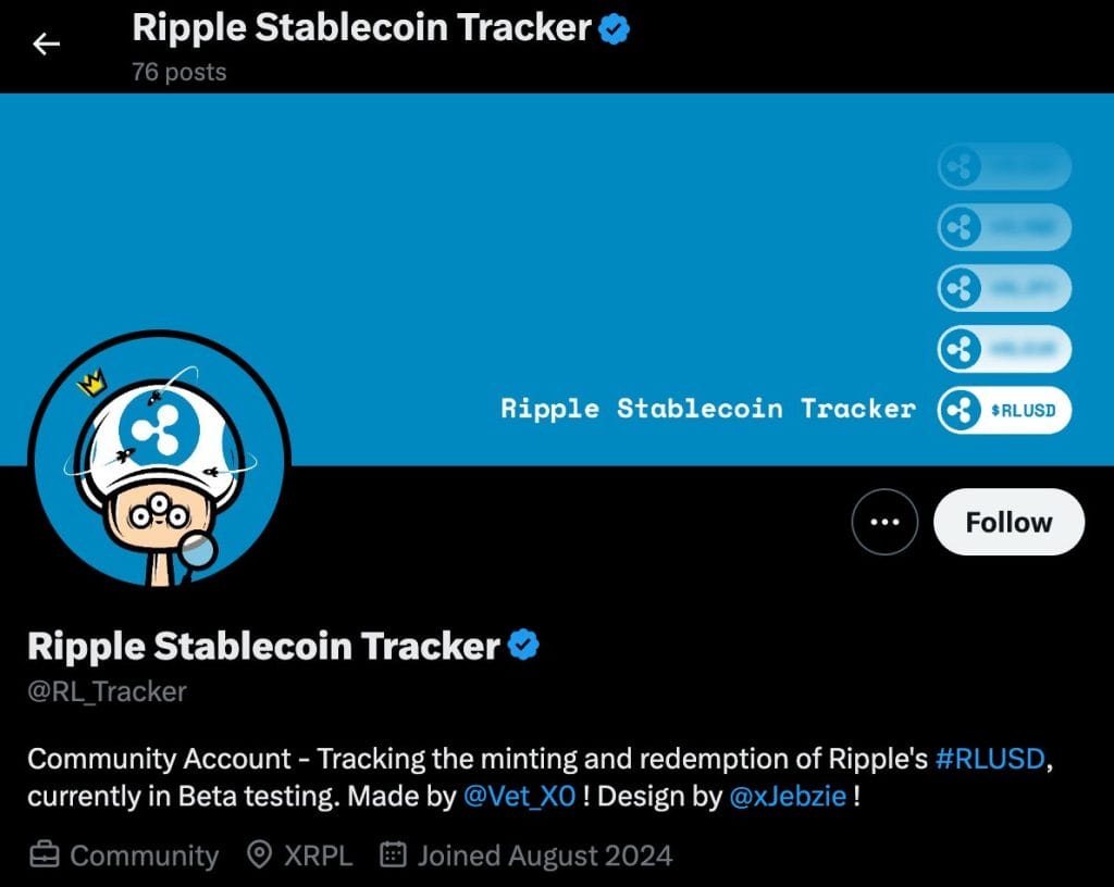 Ripple (RLUSD) Tracker. Bron: X